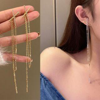 Sterling Silver Rhinestone Fringed Earring 1 Pair - Gold - One Size