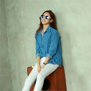 Round-hem Denim Shirt