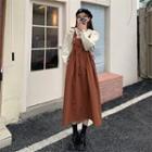 Plain Blouse / Sleeveless A-line Dress / Crossbody Bag / Set