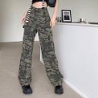 Camouflage Print Baggy Jeans