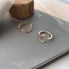Set Of 2: Alloy Heart / Layered Open Ring Set Of 2 - As Shown In Figure - One Size