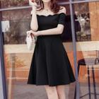 Short-sleeve Off Shoulder A-line Mini Dress