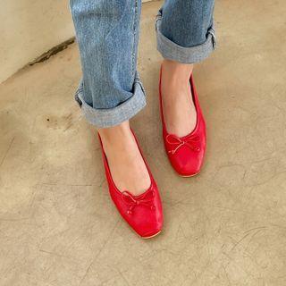 Ribbon Pleather Ballet Flats