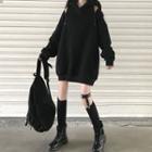Zip Detail Hoodie Dress Black - One Size