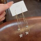 Star Rhinestone Alloy Fringed Earring A348 - 1 Pair - Gold - One Size