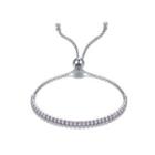 925 Sterling Silver Simple Bracelet With Pink Cubic Zirconia Silver - One Size