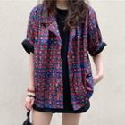 Color Block Short-sleeve Shirt As Shown In Figure - One Size