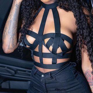 Sleeveless Halter Cut-out Top