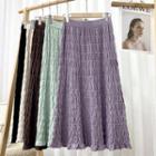 Crinkled Knit Midi A-line Skirt