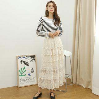 Round-hem Striped T-shirt