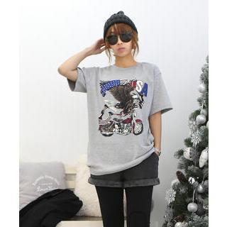 Round-neck Short-sleeve Printed T-shirt