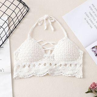 Halter-neck Lace Bikini Top