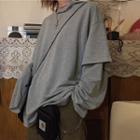 Mock Two-piece Long-sleeve Mock Neck T-shirt