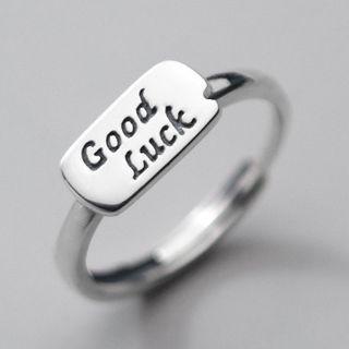 Lettering Sterling Silver Open Ring Silver - One Size