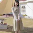 Lace Blouse / Midi Overall Dress / Set