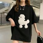 Elbow-sleeve Dog Accent T-shirt
