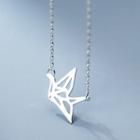 Origami Crane Pendant Sterling Silver Necklace S925 Silver - Necklace - Silver - One Size