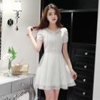 Lace Trim Short-sleeve A-line Dress
