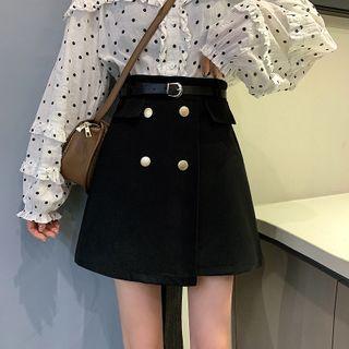 Double-breasted Asymmetric A-line Skirt