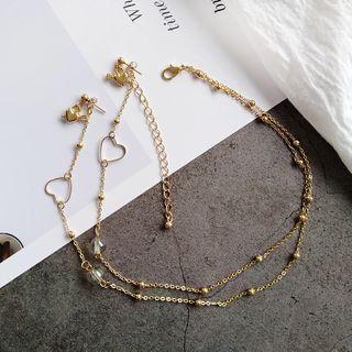 Alloy Heart One-piece Chained Earring