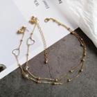 Alloy Heart One-piece Chained Earring