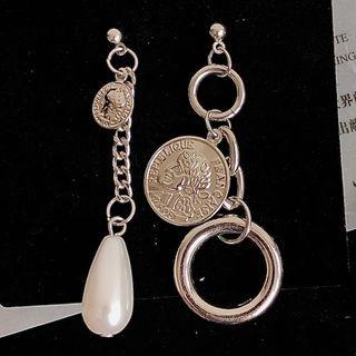 Non-matching Faux Pearl Dangle Earring 0480a - 1 Pair - Earring - One Size