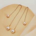 Faux Pearl Fringed Earring 925 Silver - Gold - One Size