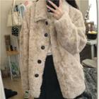 Fluffy Single-breasted Jacket Off-white - One Size