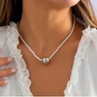 Faux Pearl Bead Necklace Silver - One Size
