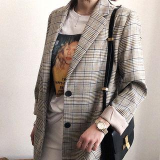 Patch-pocket Checked Blazer