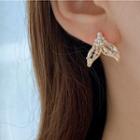 Mermaid Tail Rhinestone Faux Pearl Earring 1 Pair - Gold & White - One Size