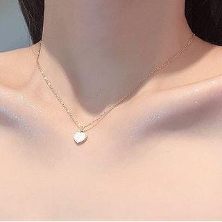 Heart Shell Pendant Stainless Steel Necklace 1pc - Gold - One Size