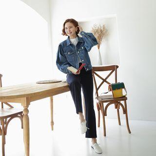 Balloon-sleeve Denim Trucker Jacket