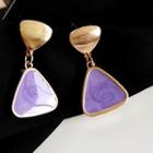 Glaze Triangle Dangle Earring 1 Pair - Earrings - Purple - One Size