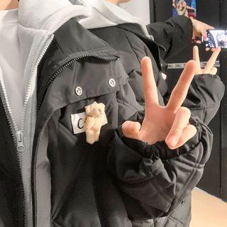 Bear Accent Quilted Cargo Jacket