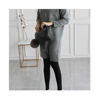 Notched-neck Brushed-fleece Shift Dress