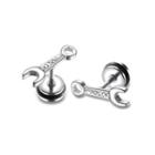 Fashion Simple Wrench 316l Stainless Steel Stud Earrings Silver - One Size