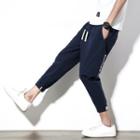 Embroidered Drawstring Slim Fit Pants