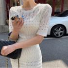 Lace Knit Short-sleeve Dress