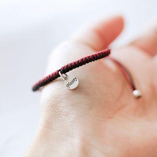 Woven String Bracelet 1pc - Black & Red - One Size