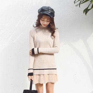 Paneled Mini A-line Sweater Dress