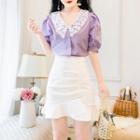 Set: Lace Collared Blouse + Ruffled Skirt