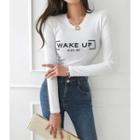 Wake Up Letter Slim-fit Top