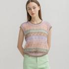 Sleeveless Multicolor Perforated Knit Top