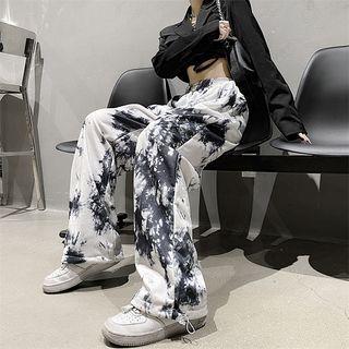 Drawstring Waist Tie-dye Loose-fit Sweatpants
