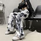 Drawstring Waist Tie-dye Loose-fit Sweatpants
