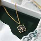 Alloy Cross Pendant Necklace Gold & Black - One Size