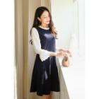 J-size - Lace-sleeve A-line Dress
