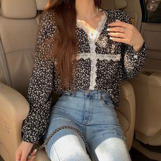 Floral Blouse Floral - Black - One Size