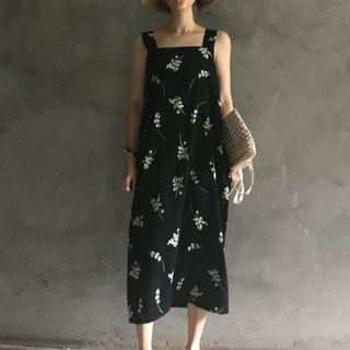 Sleeveless Floral-print Midi Dress As Shown In Figure - One Size